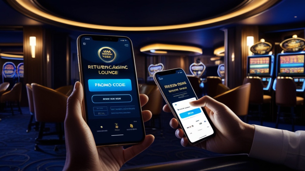 Terugkerende speler controleert een promotiecode in een donker casino