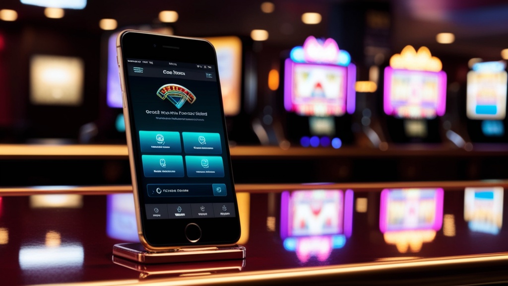 Telefoon met snelle toegang tot een mobiel casino in een donkere casinorumte